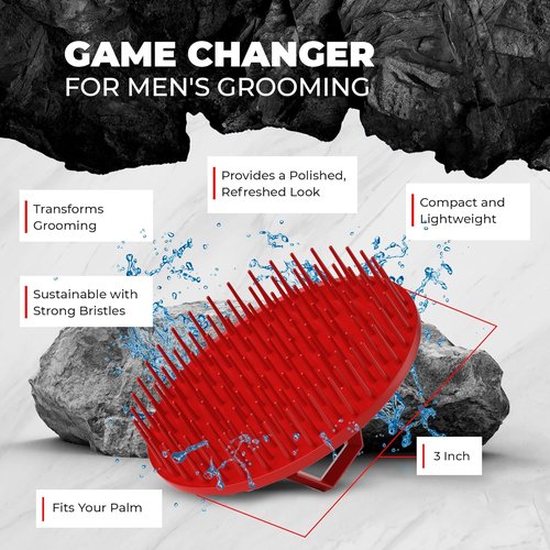 Bossman Scalp Massager & Shampoo Brush - 3 Inch Red Scalp Exfoliator & Head Scrubber for Hair and Beard Care