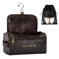 Flycalf Mens Toiletry Travel Bag Customized Mens Leather Toiletries Grooming Bag for Men Shaving Bag Hanging Water Resistant Organizer (Coffee)