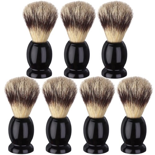 7Pcs Men Shaving Brushes Wood Handle, Professional Salon Tools Hand Crafted Shaving Brush Wood Handle Shave Brushes Handmade Pure Badger Hair Brush for Men Beard