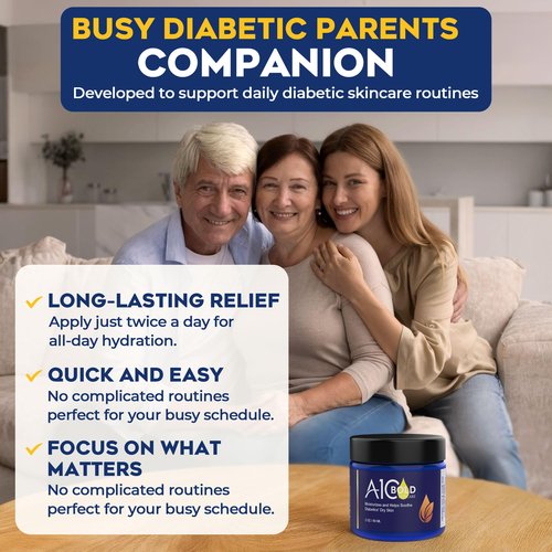 A1C BOLD SKINCARE Diabetic Care Balm - Balm for Diabetics Care with Beeswax & Vitamin E, Diabetic Moisturizer For Dry, Cracked Hands & Feet, Long-Lasting Hydration for Sensitive Skin, 2 oz
