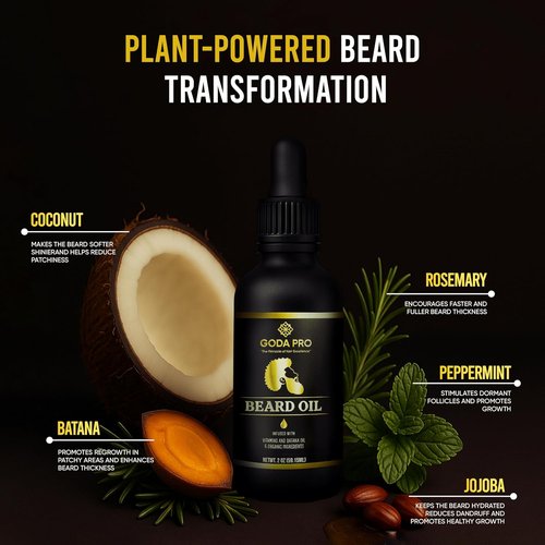 GODA PRO Premium Beard Oil - Nourishing Vitamins & Batana Oil | 2 oz Natural Organic Formula