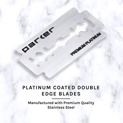 Parker Open Comb Double Edge Safety Razor – Heavyweight Chrome Handle for Closer Shaves – Includes 5 Razor Blades – Ideal for Men with Thick or Coarse Beards (24C-Chrome)