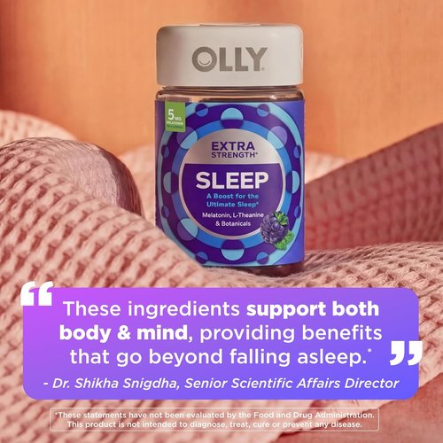 OLLY Extra Strength Sleep Gummies - 5 mg Melatonin & L-Theanine, Blackberry Flavor - 90 Count