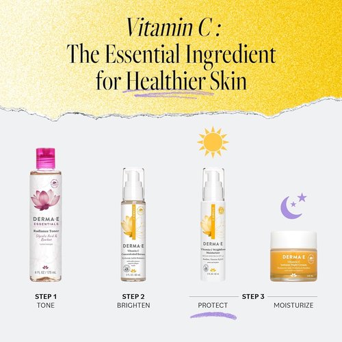 Derma E Vitamin C Moisturizer SPF 45 - Hydrating Skin Brightening Cream | 2 Fl Oz, Mineral Sunscreen