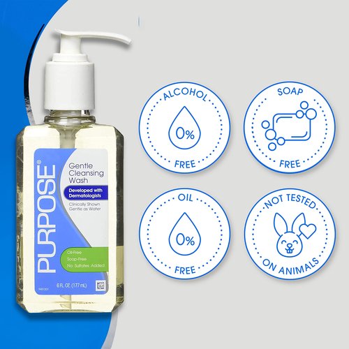 Purpose Gentle Cleansing Wash, 6 Fluid Ounce Pump Bottle (Pack of 4)