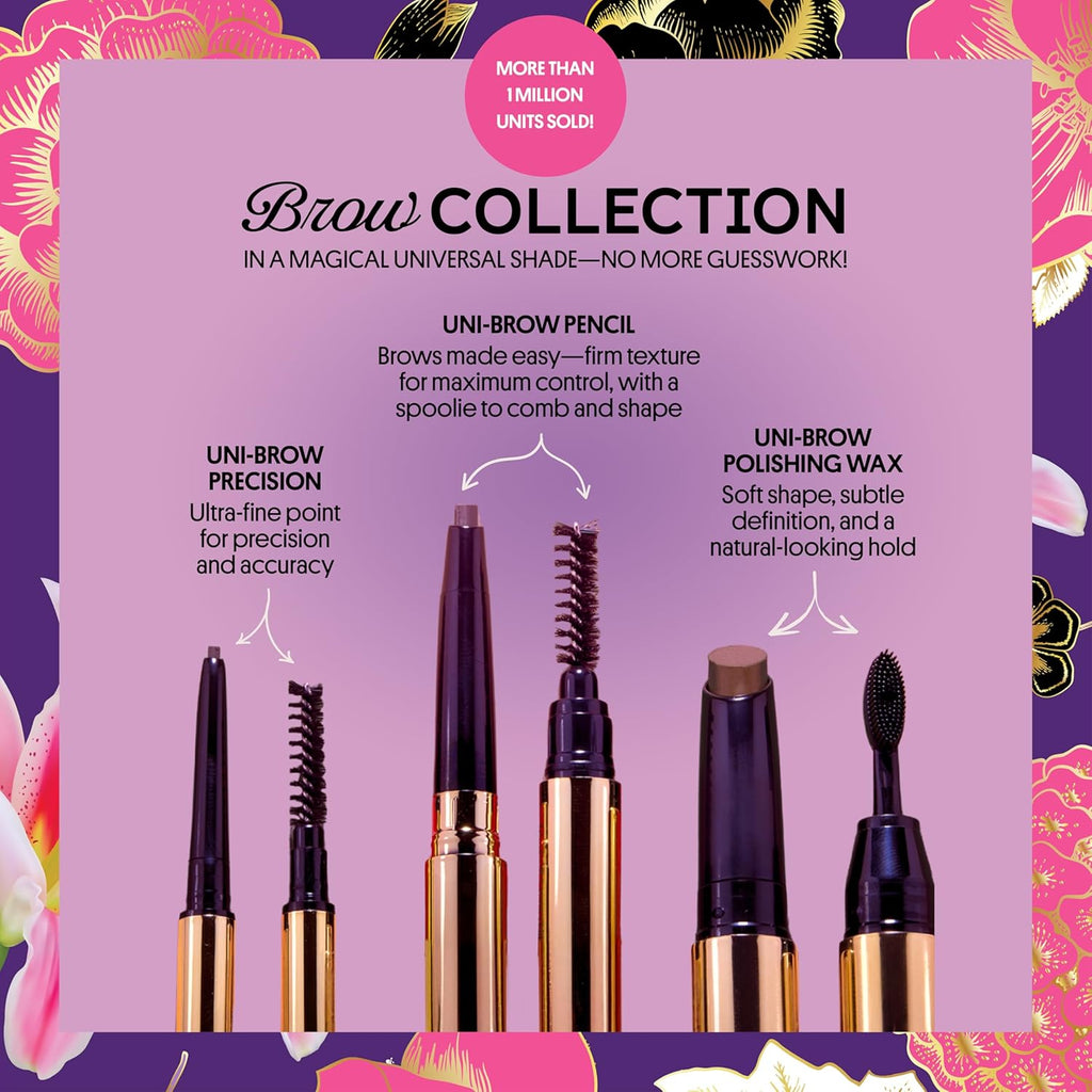 Winky Lux Uni-Brow Eyebrow Pencil - Dual-Ended Waterproof Brow Definer with Spoolie | Universal Shade for Natural Brows (Brown, Blonde, Taupe)