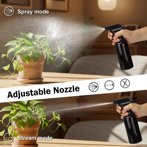 Hethyo Glass Spray Bottles 12oz Empty Spray Bottle Mist/Stream Spraying Small Refillable Containers for Hair Care, Cleaning Solutions, Plants, Essential Oils 2 Pack (Brown, 12oz)