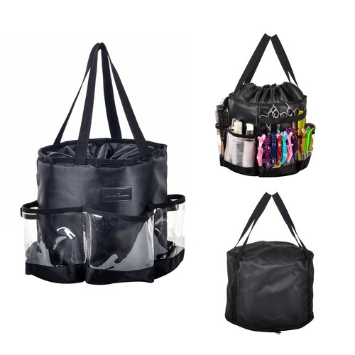 Circular Hairdressing Bag, 2 Piece Set Hairstylist Travel Bag, Large Capacity Makeup Bag for Hairstylist, Barber Tools Storage Organizer with Heat Insulation Material, Waterproof Shower Toiletry Bag