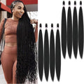 Pre Stretched Braiding Hair 42 Inch 8 Packs Professional Soft Yaki braiding Hair For Braids Hot Water Setting Synthetic Crochet Hair Extensions (1B, 42 Inch (Pack of 8))