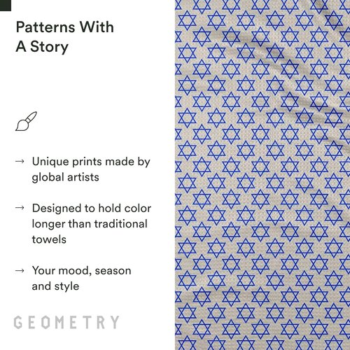 GEOMETRY Christmas Kitchen Towels - Quick-Dry Microfiber Dish Towels for Effortless Kitchen Drying | Star of David, 1 Pack