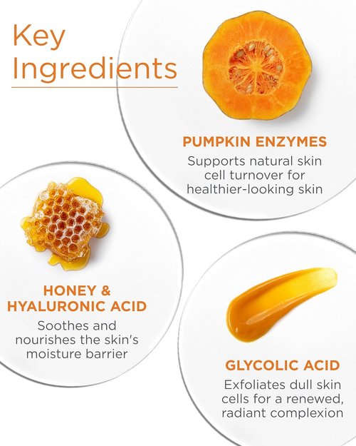 Andalou Naturals Pumpkin Honey Glycolic Mask - Exfoliating Face Mask with Glycolic Acid & Vitamin C for Radiant Glow - 1.7 fl oz