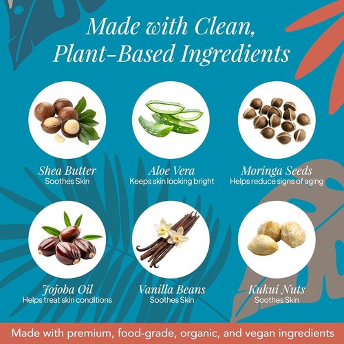 Saavy Naturals Deeply Hydrating Body Cream - Nourishing Shea Butter & Plant-Based Formula | Tahitian Vanilla, 8.5 fl oz (2 Pack)