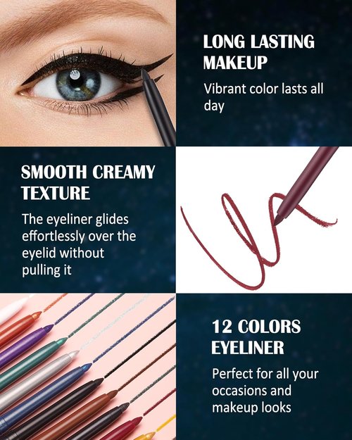 Skiennix Waterproof Gel Eyeliner Pencil - Metallic Retractable Cream, Long-Lasting & Hypoallergenic, Smudge-Proof - White Matte