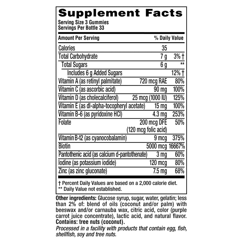 Vitafusion Gorgeous Hair, Skin & Nails Multivitamin Gummy Vitamins, 100ct (Pack of 2)