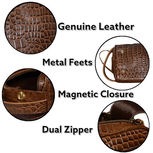 MILITARIA STUFFS Premium Buffalo Leather Unisex Toiletry Bag Travel Kit (King Size) Shaving kit Accessories :Shaving Brush Case, Razor Protective Travel Case (Combo of 4 Items) (Crocodile Print)