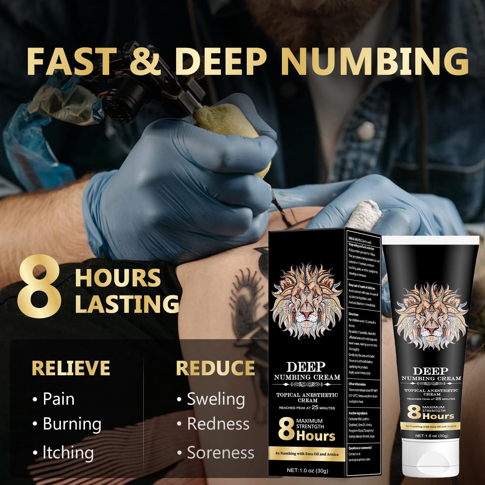 YYSDMVY Numbing Cream: Long Lasting Numbing Cream with Menthol 1% - Emu Oil and Arnica，Non-Greasy，NDC: 84010-159-01-1 Fl Oz (Pack of 1