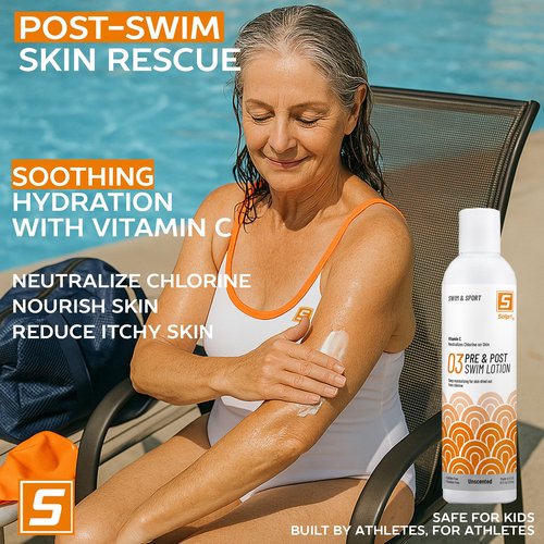 Solpri Pre and After Swim Lotion with Vitamin C 8 Fl Oz - Pre Swim Chlorine Skin Protection, Pre Swim Lotion for Chlorine (8 Fluid Ounce, Unscented)