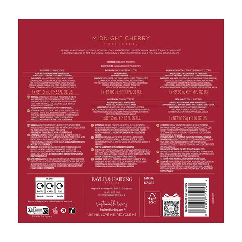 Baylis & Harding Midnight Cherry Luxury Pamper Present Gift Set - Vegan Friendly
