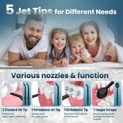 OasiSmile Water Flosser for Teeth Cleaning, 300ML Portable Cordless Oral Irrigator with DIY Strength, 4 Modes, IPX7 Waterproof & 30-Day Battery, 2-Min Smart Timer for Home/Travel Dental Care