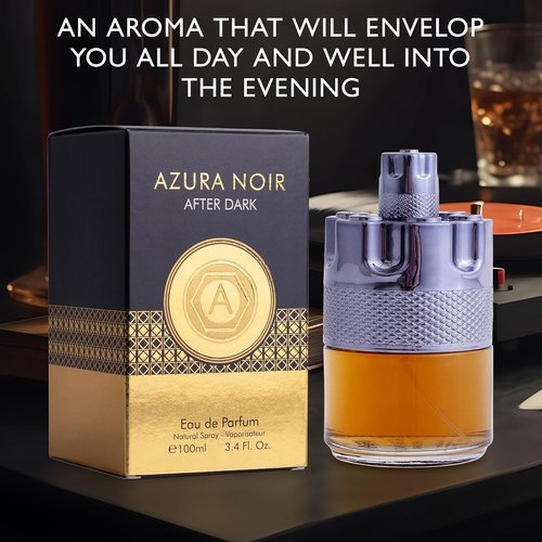Azura Noir After Dark Eau De Parfum for Men - Woody Spicy Fragrance - Long-Lasting 100ml Cologne