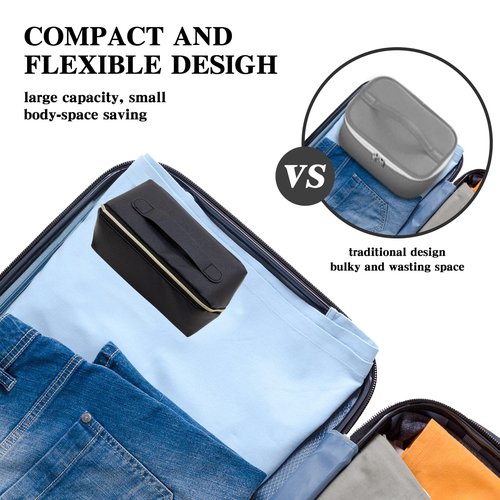 FANGENKE Easter Basket Gifts for Girls Women,Portable Makeup Bag Opens Flat for Easy Access,Cosmetic Bag Toiletry bag With Padded for Protection for Travel&Daily Use,Travel Accessories Bag(Black)