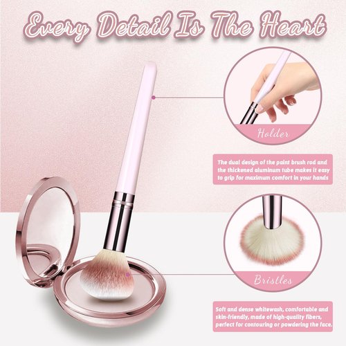 Makeup Brush Set, Premium Synthetic 14 Pcs Makeup Brushes, Travel Makeup Brush Set for Foundation, Concealer, Blush and Eyeshadow Brush(Pink)