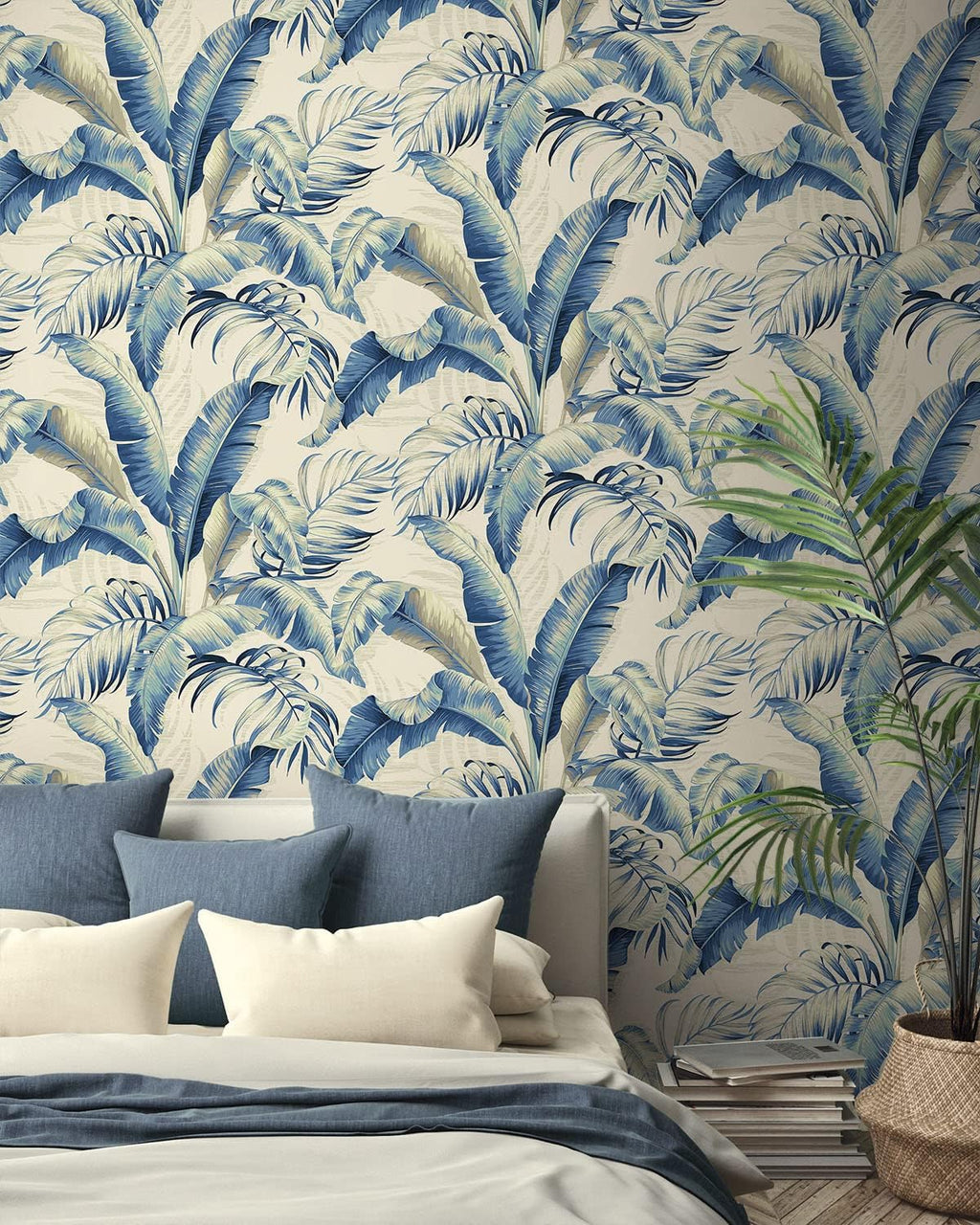 Tommy Bahama Peel and Stick Wallpaper - Tropical Design for Bedroom & Kitchen | 30.75 Sq Ft Coverage (Azure)