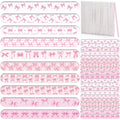 Lanties 60 Pack Pink Coquette Party Favors Bulk Bow Nail Files Coquette Birthday Wedding Party Supplies Gifts Double Sided 180 Grit Emery Board for Guests Bachelorette Bridal, 10 Designs