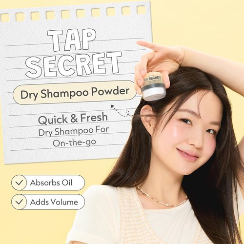 I DEW CARE Tap Secret Dry Shampoo Powder - Strengthening & Volumizing, Travel Size, Brunette, 0.24 Oz