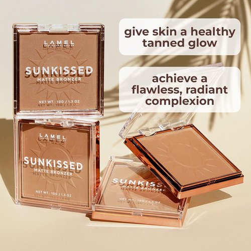 LAMEL Sunkissed Matte Bronzer Face Powder - Long-Lasting, Non-Greasy Organic Formula - Natural Tan - 0.35oz