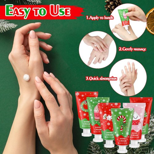Loopeer 24 Pcs Christmas Hand Cream Gifts Bulk Christmas Mini Hand Lotion Xmas Stocking Stuffers Gifts Travel Size Mini Creams Moisturizer Cream Xmas Party Favors for Dry Skin Women Men Mom Employee