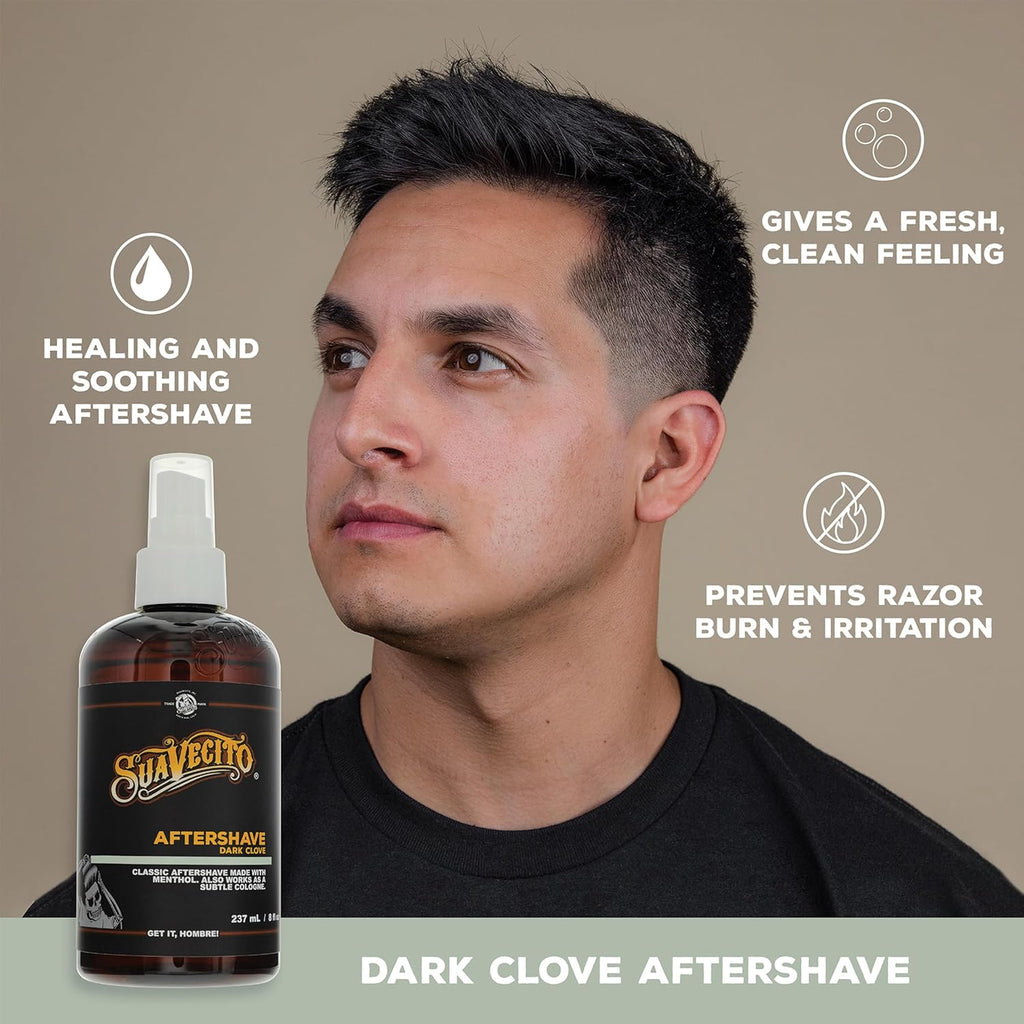Suavecito Dark Clove Aftershave - Hydrating 8 oz. Pump Spray for Soothing Skin & All-Day Refreshing Scent