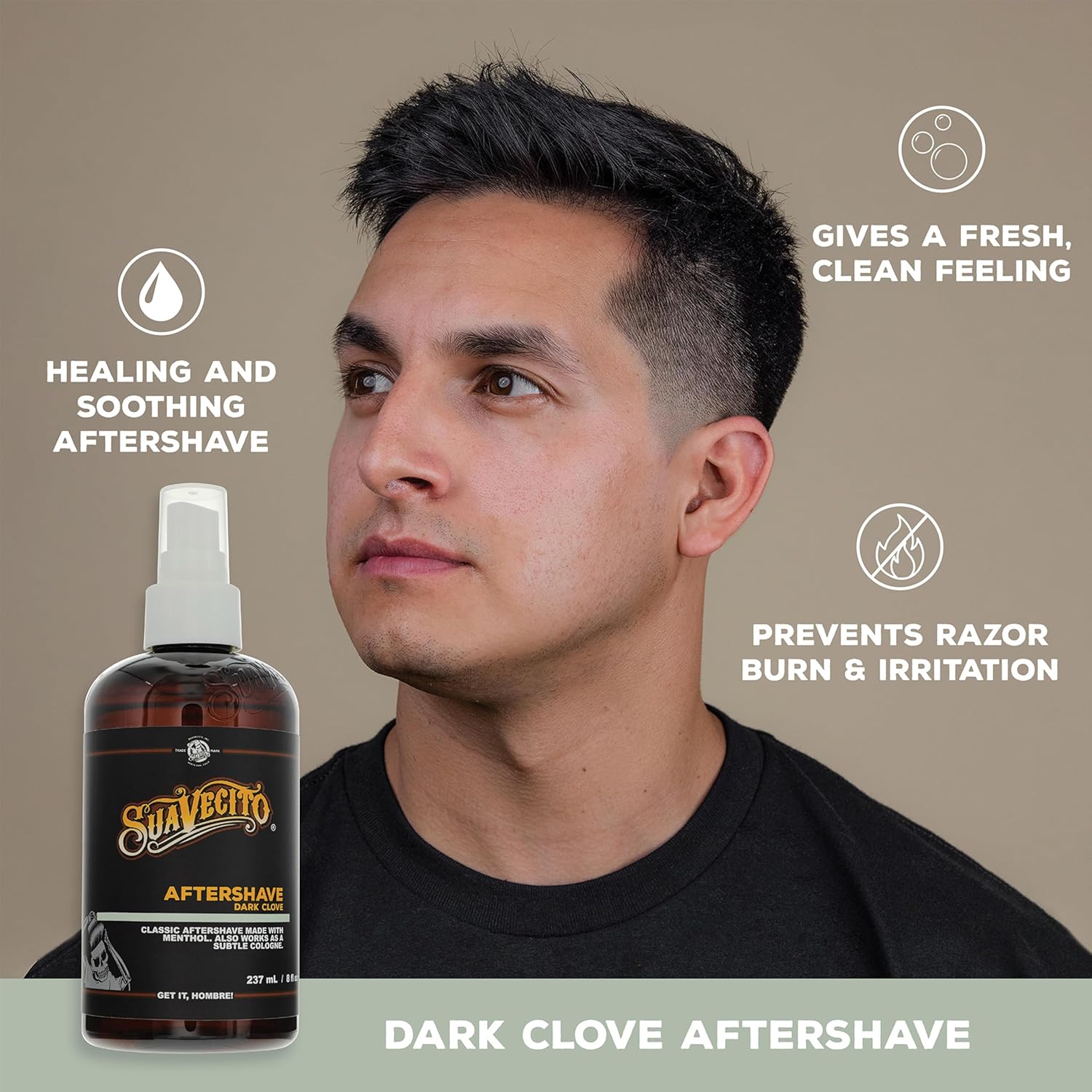 Suavecito Dark Clove Aftershave - Hydrating 8 oz. Pump Spray for Soothing Skin & All-Day Refreshing Scent