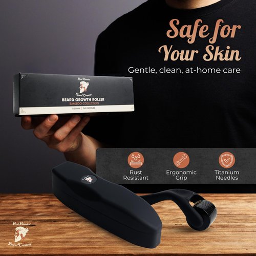 Beard Derma Roller Scalp Hair Care – Microneedle dermaroller for Beard & Facial Hair, Rodillo para Minoxidil, Supports Thicker-Looking Beard, Patchy Beard Filler for Men