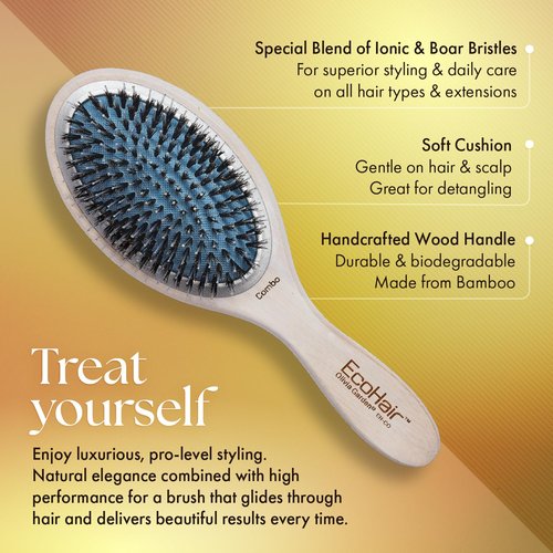Olivia Garden EcoHair Paddle Bamboo Hair Brush, EH-CO, Combo