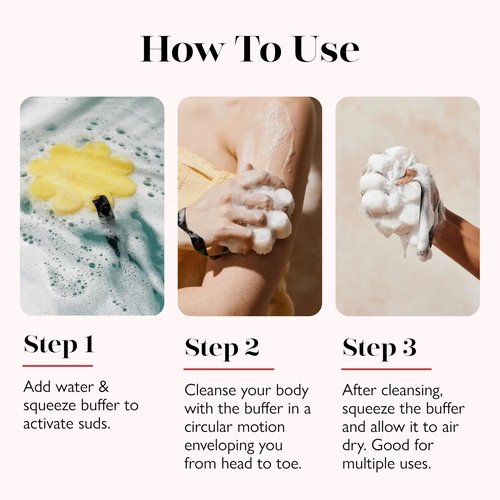 Spongelle Fresh Tangerine Eco Collection Travel Body Buffer Body Scrubber | Bath & Shower Loofah for Men & Women | Biodegradable, Cruelty-Free, Vegan, Dermatologist-Tested, Made in USA | 7+ uses
