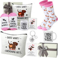 Jingmore 6 Pcs Dachshund Gift Set for Women Weiner Dog Makeup Bag Novelty Crew Socks 11oz Coffee Mug Dachshund Lover Basket Gift Set for Mom Daughter Mother's Day Birthday New Puppy Owners