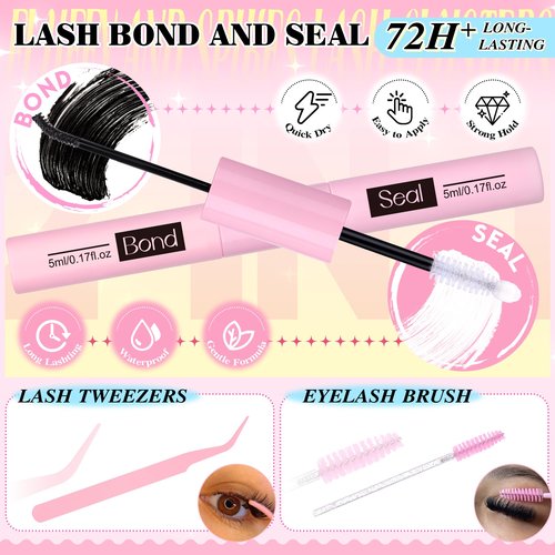 PVDKIW Fluffy Lash Clusters Kit with Bottom Lashes Spikes Eyelashes Manga Eyelash Clusters 12-22MM Volume Lash Extension Kit with Bond and Seal Lash Glue Lash Tweezers DIY at Home for Beginner