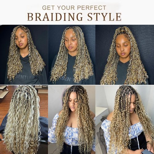 Syrenlore Ombre 27/613 Curly Deep Wave Braiding Hair Bulk, Highlighted Multi-Blonde Braiding Human Hair for Boho Knotless Braids, No Weft Blonde Extensions 20 Inch 50G LIGHT BULK