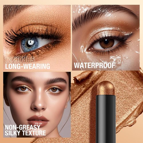 LANGMANNI Dual-Ended Cream Eyeshadow Stick Set - Silky Smooth, Waterproof & Transfer-Proof, All-Day Wear in 4 Colors