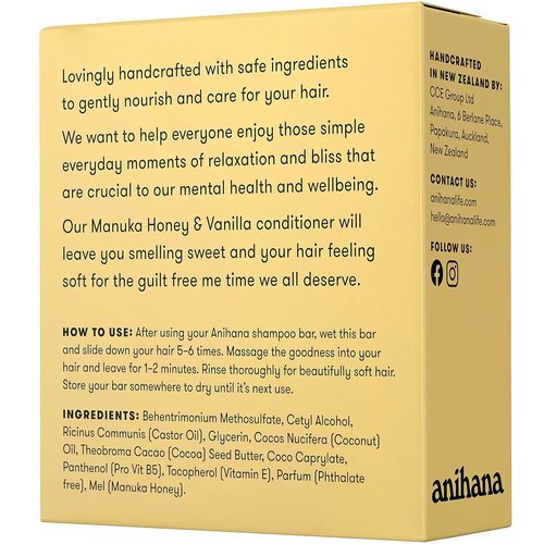 ANIHANA Manuka Honey Conditioner Bar - Paraben-Free Solid Hair Conditioner for Natural Shine, 2.1 oz
