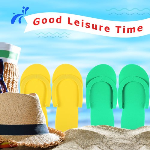 JenPen 60 Pairs Disposable Pedicure Slippers Foam Spa Pedi Flip Flops Bulk Foldable Pedicure Slippers Sandals Shoes for Guest Women Men Salon Spa Hotel Shower Foot Nail Party Supplies(Bright Colors)