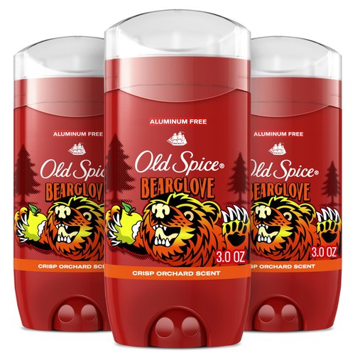 Old Spice Aluminum Free Deodorant for Men, 24/7 Odor Protection, 24/7 Freshness & Lasting Scent, Goes on Clear, Bearglove with Crisp Orchard Scent, 3.0 oz (Pack of 3)