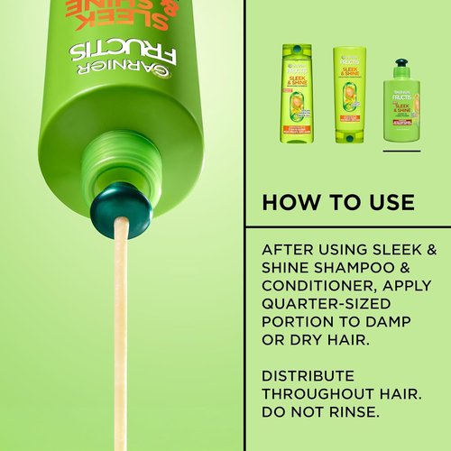 Garnier Fructis Sleek & Shine Leave-In Conditioner - Intense Smooth Formula with Plant Keratin & Argan Oil | 10.2 Fl Oz (Pack of 2)