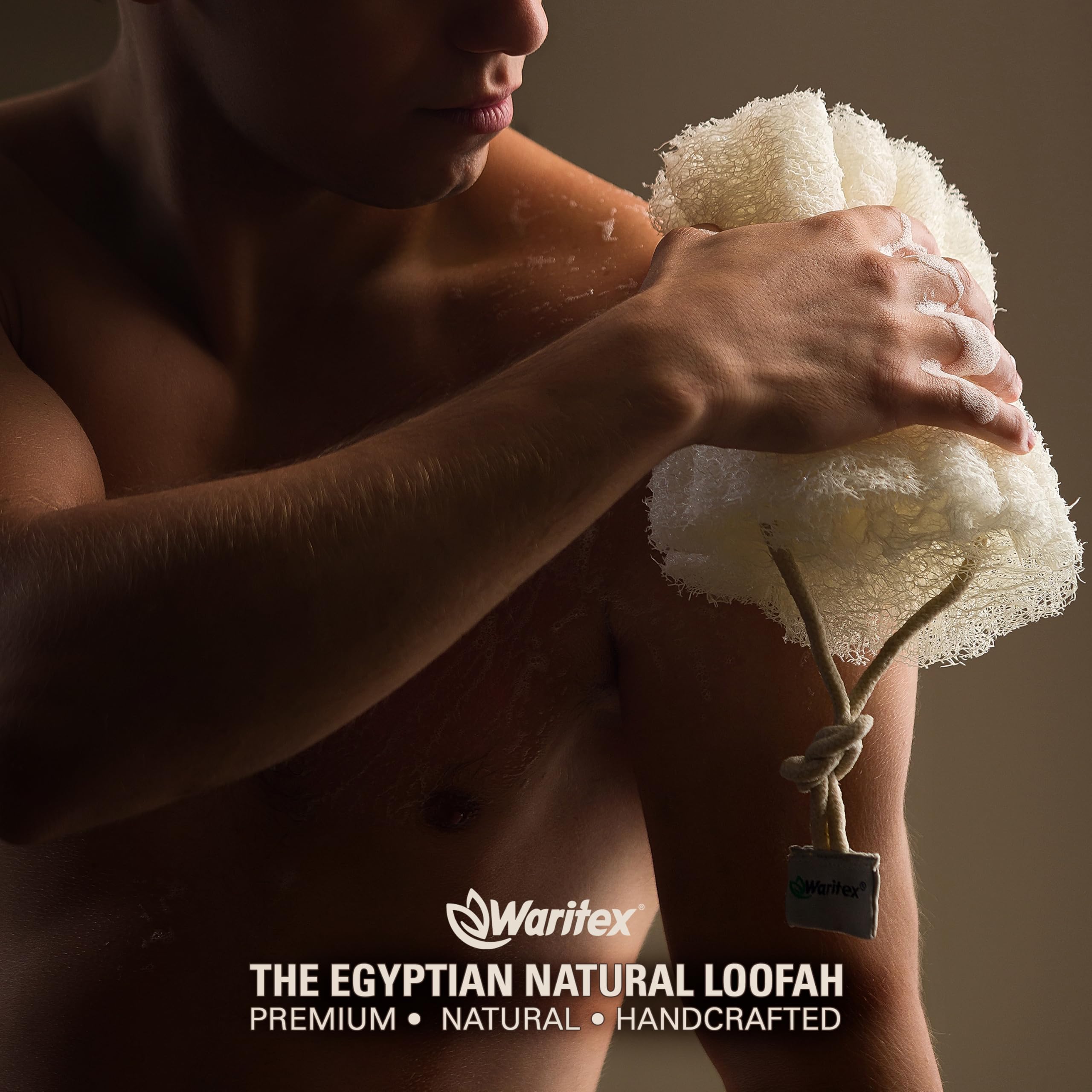 Waritex Premium Natural Egyptian Loofah Sponges, Made from 100% Natural Organic Material, Gentle Skin Exfoliation, and Full-Body Spa Experience – Eco-Friendly Loofah 2 Count (1 Pack)