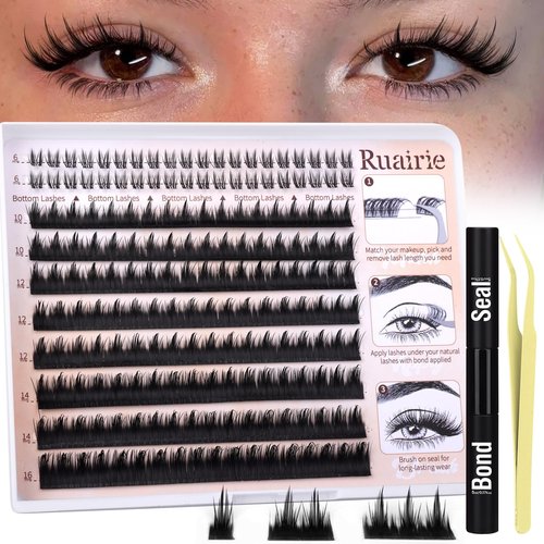 Manga Lash Clusters Kit Wispy Fairy Lashes Clusters Anime Volume Eyelash Clusters SIY Separate It Yourself Cluster Eyelash Extensions with Bottom Lashes Lash Extension Kit with Bond Seal by Ruairie