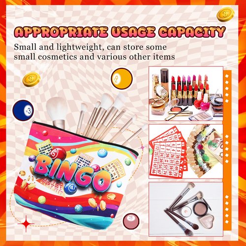 SilTriangle 12 Pcs Bingo Gifts Makeup Bags Bingo Game Lover Gifts Travel Zipper Pouch for Seniors Mom Grandma Women Players