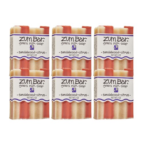 Indigo Wild Zum Goat's Milk Soap Bar - Bar Soap for Hands & Body Made with Essential Oils - 3 oz - Sandalwood-Citrus (6 Pack)