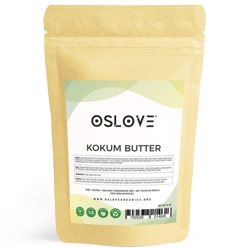Oslove Organics Kokum Butter 2 LB Pure, Natural, Fresh, Thickener for Body Butters, Sunscreens, Soaps, Deodorants, lip balm & Lotions.