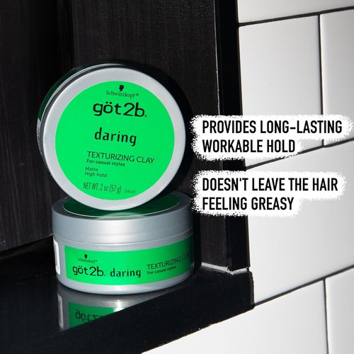 Got2b Daring Texturizing Clay - Matte Finish & High Hold Hair Clay for Men & Women | 2 Fl Oz